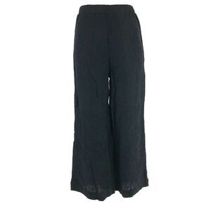 FLAWLESS Palazzo Pant MED Black Lagenlook Accordion Pleat Pull On Comfy Business